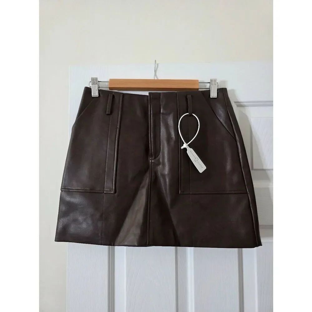 Petite Studio Andy Vegan Leather Skirt, Brown S Nwt — image 3 of 7